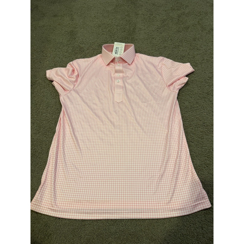 Collars And Co Mens Short Sleeve Polo Pink White Size Small NWT